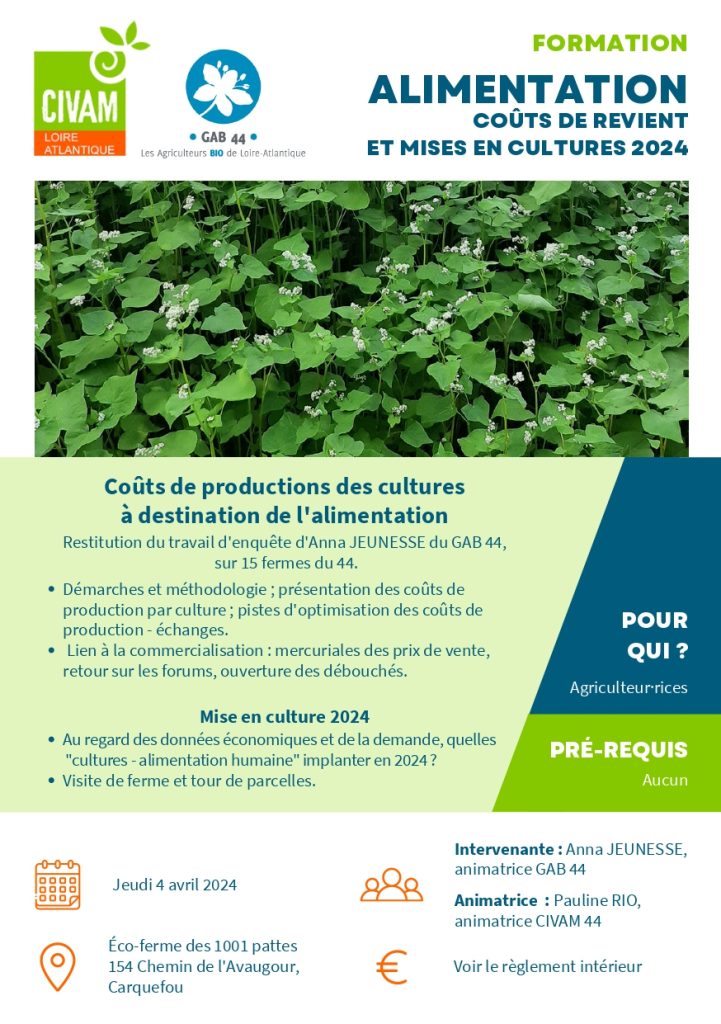 Alimentation : coûts de revient et mises en cultures 2024 1