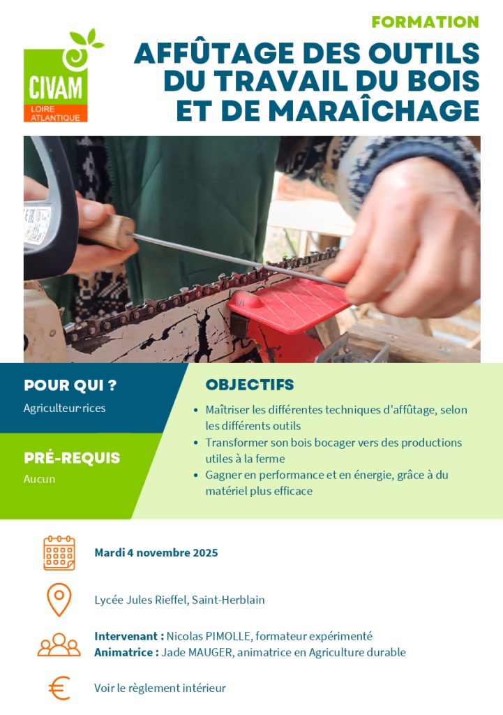 Affûtage des outils du travail du bois et de maraîchage 1