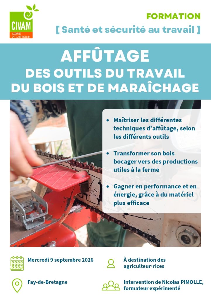 Affûtage des outils du travail du bois et de maraîchage 1